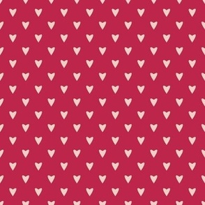 Nuclear Heartstorm - Dogwood Pink on Viva Magenta - S small scale - cute elegant red geometric valentine hearts blender