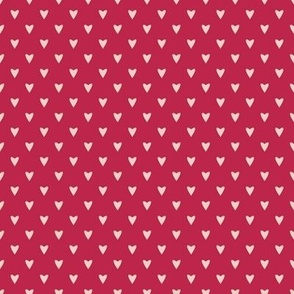 Nuclear Heartstorm - Dogwood Pink on Viva Magenta - XS extra small tiny scale - cute elegant red geometric valentine mini hearts blender