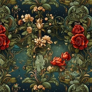 Art Nouveau Roses on the Water