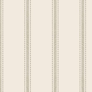 Ticking Stripe | Alfalfa Green and Cream | Farmhouse and Cottage | Large - 4.8" Repeat/2.4" Stripe Width