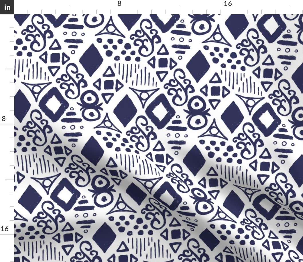 Diamond Doodles - navy blue (small)