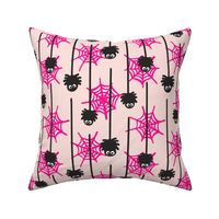 Hanging little spiders  -  black, pink, white and light pastel pink  //  Medium scale