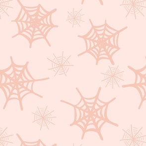 Scattered spiderwebs  -  pastel peach and cream  //  Big scale