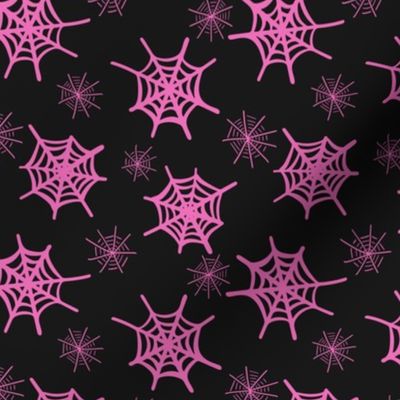 Scattered spiderwebs  - pink and black    //  Small scale