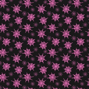 Scattered spiderwebs  - pink and black    //  Small scale