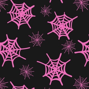 Scattered spiderwebs  - pink and black    //  Big scale