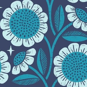 M - In Full Bloom - navy and blue