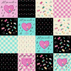 Sewing Pun Cheater Quilt-Pink