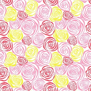 Pink, yellow and red roses - medium
