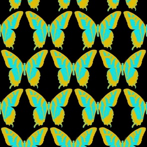 small electric butterfly fleet dijon yellow and turquoiseon black