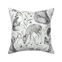 Forest Fauna Toile - off white background color 