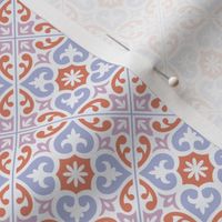Hydraulic Floor Tile on Powder Blue and Red