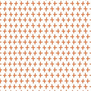 Plus Sign Symbols in White and Coral Red Orange Blender Coordinating Ditsy Print