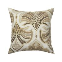  Pale Gilded Art Deco Fans in Taupe and Fawn Large