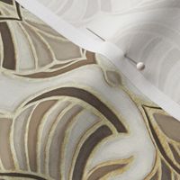 Pale Gilded Art Deco Fans in Taupe and Fawn Medium