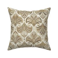  Pale Gilded Art Deco Fans in Taupe and Fawn Medium