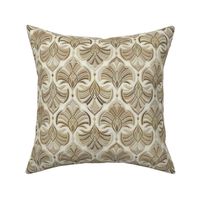  Pale Gilded Art Deco Fans in Taupe and Fawn Small