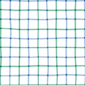 2" hand drawn grid/green and light blue