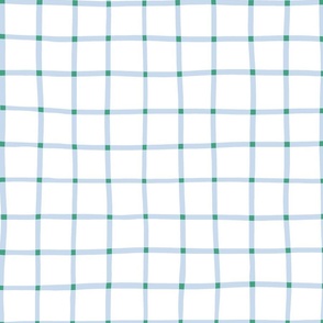 2" hand drawn grid/light blue with green squares