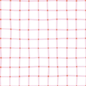 2" hand drawn grid/pink with orange squares