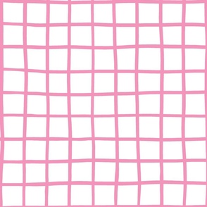 2" hand drawn grid/hot pink on white 