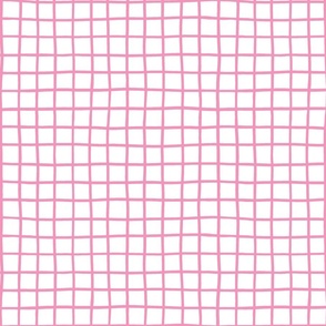 1" hand drawn grid/hot pink on white 