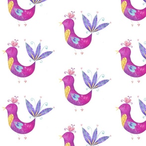 Pretty Pink Bird - half drop pattern