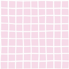 2" hand drawn grid/white on pink 