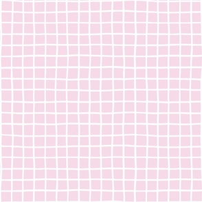 1" hand drawn grid/white on pink 