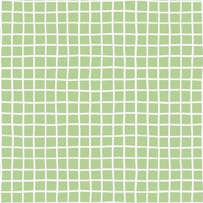 1" hand drawn grid/white on light green 