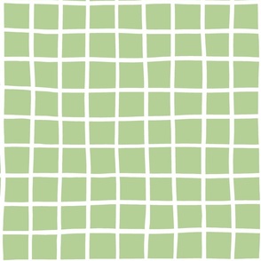 2" hand drawn grid/white on light green 