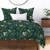 Wildwood in Dark Evergreen (Jumbo) / Dark Floral