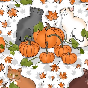 Kitty Cat Pumpkin Patch (Cloud White large scale)