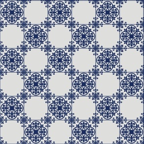 Delft Blue contour vintage tiles mosaic white