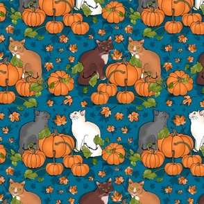 Kitty Cat Pumpkin Patch (Blue)