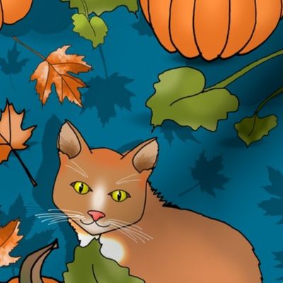 Kitty Cat Pumpkin Patch (Blue large scale)