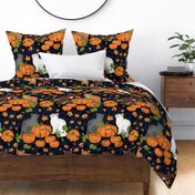 Kitty Cat Pumpkin Patch (Midnight Blue large scale)