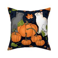 Kitty Cat Pumpkin Patch (Midnight Blue large scale)