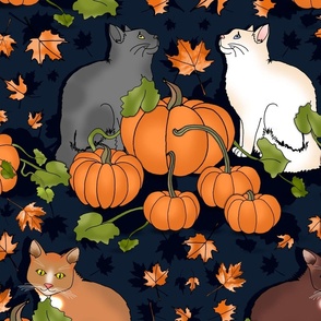 Kitty Cat Pumpkin Patch (Midnight Blue large scale)