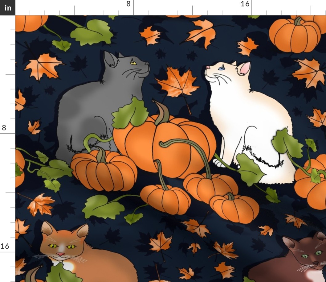 Kitty Cat Pumpkin Patch (Midnight Blue large scale)