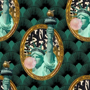 NY Statue of Liberty Bubble Gum in Teal and Black / Large Print 