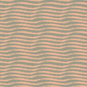 Coastal Chic Wavy Horizontal Stripes |  sage green & peach | sand & sea/light and shadow | medium