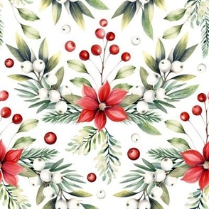 Christmas holiday winter poinsettia flower watercolor Xmas