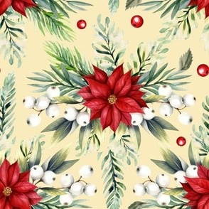 Christmas holiday winter poinsettia flower watercolor Xmas