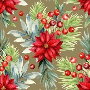 Christmas holiday winter poinsettia flower watercolor Xmas