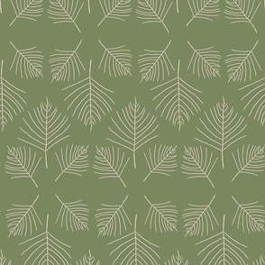 Skeleton Leaf Tropical Botanical geometric Blender Print in artichoke green and blush pink