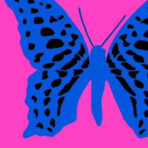 jumbo butterfly soldiers classic blue and black on hot pink