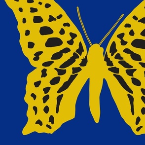 jumbo butterfly soldiers dijon yellow and black on royal blue