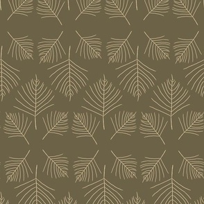 Skeleton Leaf Tropical Botanical geometric Blender Print in sage green and gold