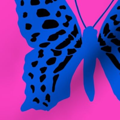 large butterfly soldiers classic blue and black on hot pink